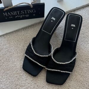 Zara bling Black Heels with Embellishments
